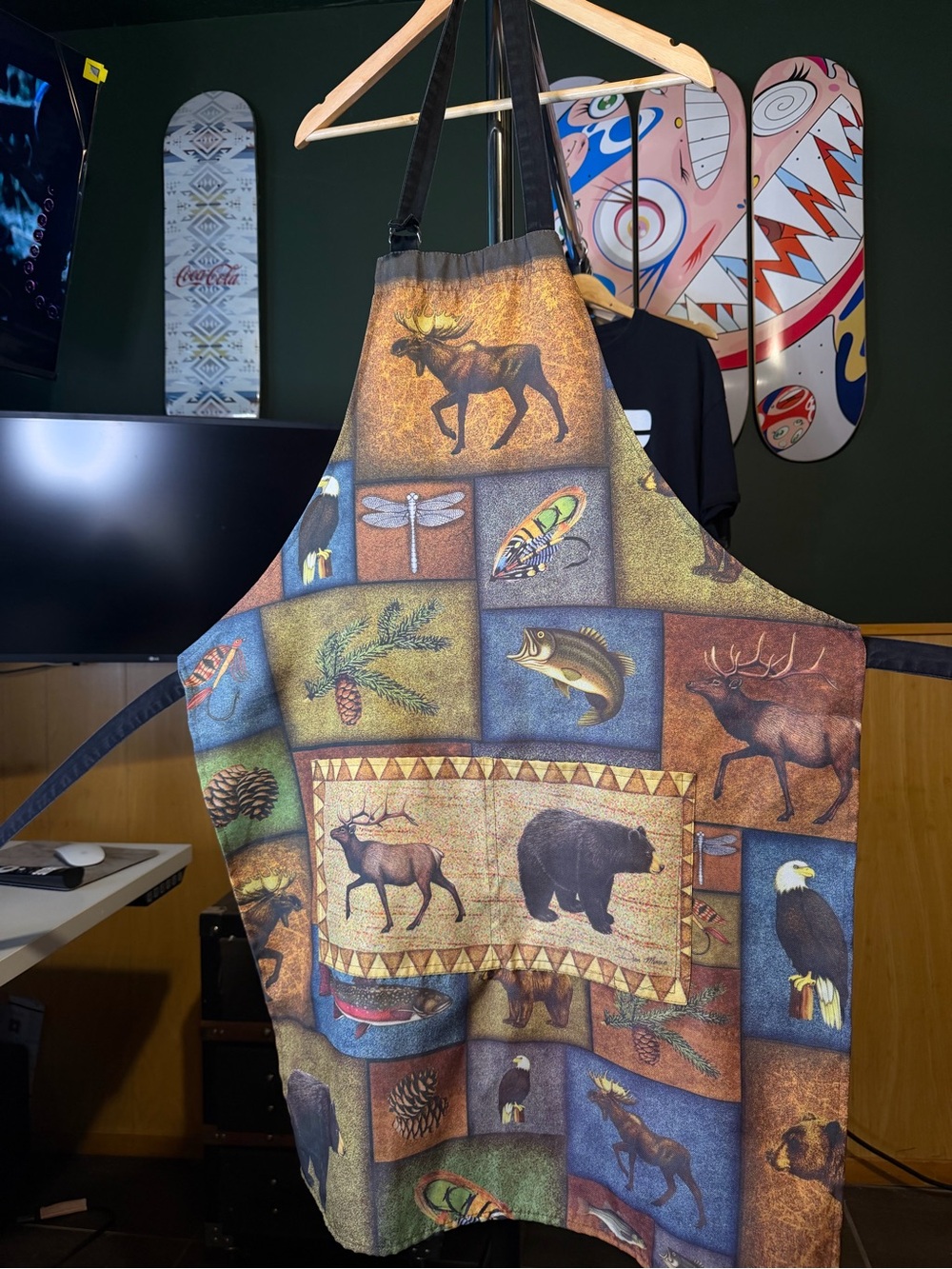 Rustic Wildlife Animal Patchwork Brown/Blue/Orange Apron